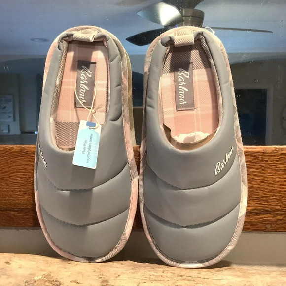 NIB Barbour “Scottie” Gray and Pink Quilted Slip On Size 5 Womens - Picture 7 of 12